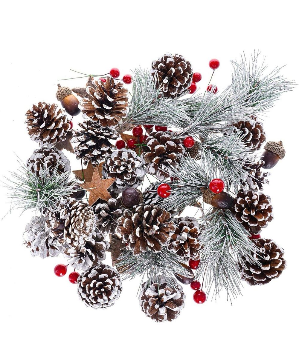 82 Pc Pine Cone Acorn Red Berries Christmas Decor New